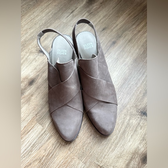 Eileen Fisher Token  Slingback Bootie. Sz 9 Rye Grey Rubles Leather - Picture 6 of 7